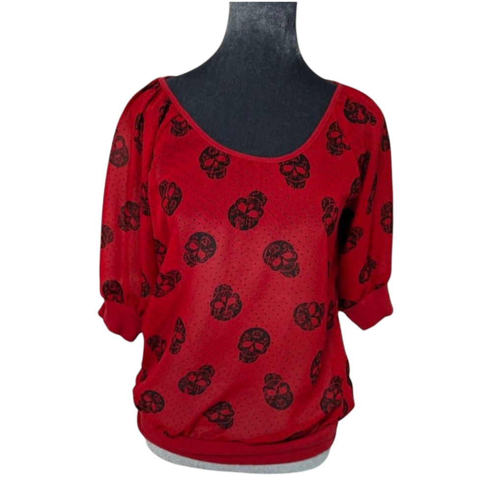 Eyelash Couture Sheer Skull Print Blouse